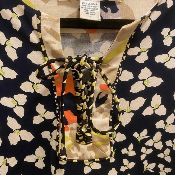 Diane Von Furstenberg Silk Mixed Floral Front Tie Mini Dress - Picture 4 of 11